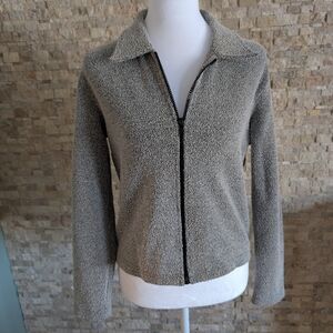 Vintage Express Tricot Grey White Black Women's Jacket Granola Minimal Sz Medium